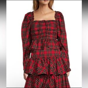 ANTONIO MELANI Red Plaid Top